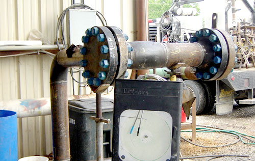 Hydrotesting oilfield equipment